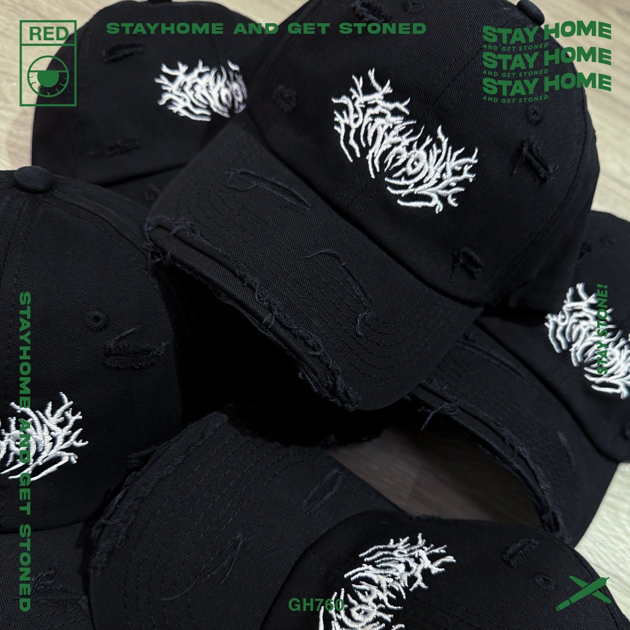 「 STAYHOME」Metalic Logo Cap - SMOKEDOG