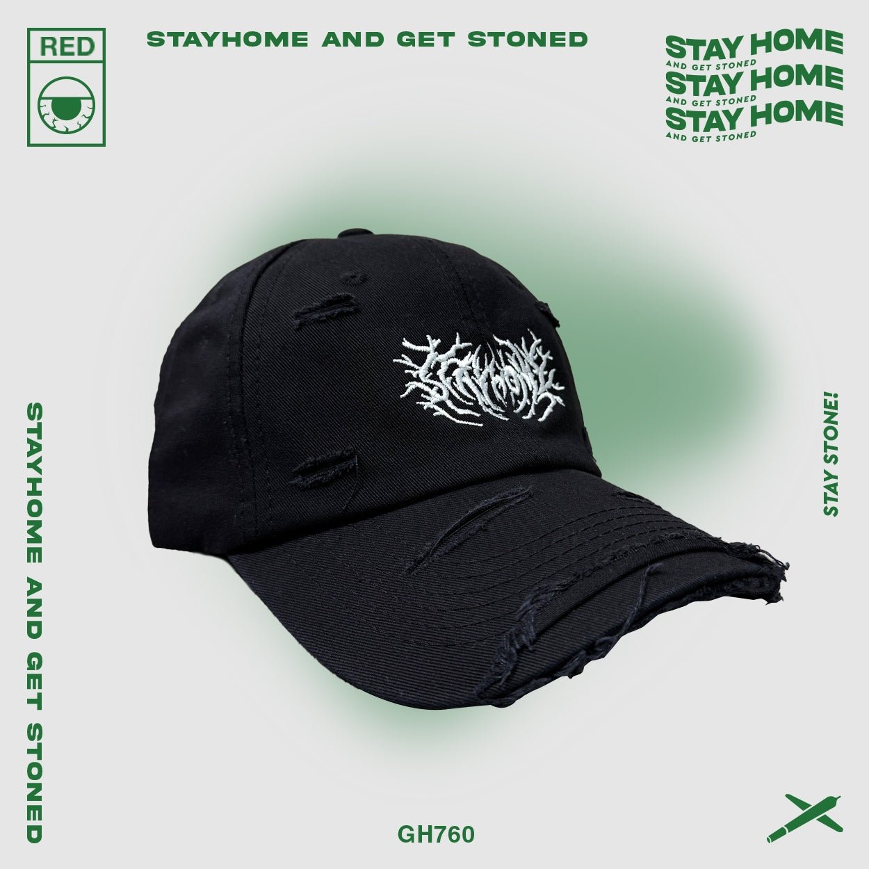 「 STAYHOME」Metalic Logo Cap - SMOKEDOG