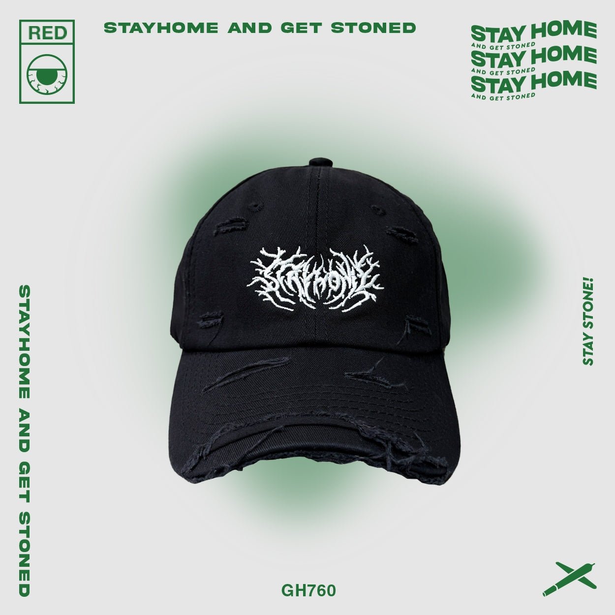 「 STAYHOME」Metalic Logo Cap - SMOKEDOG
