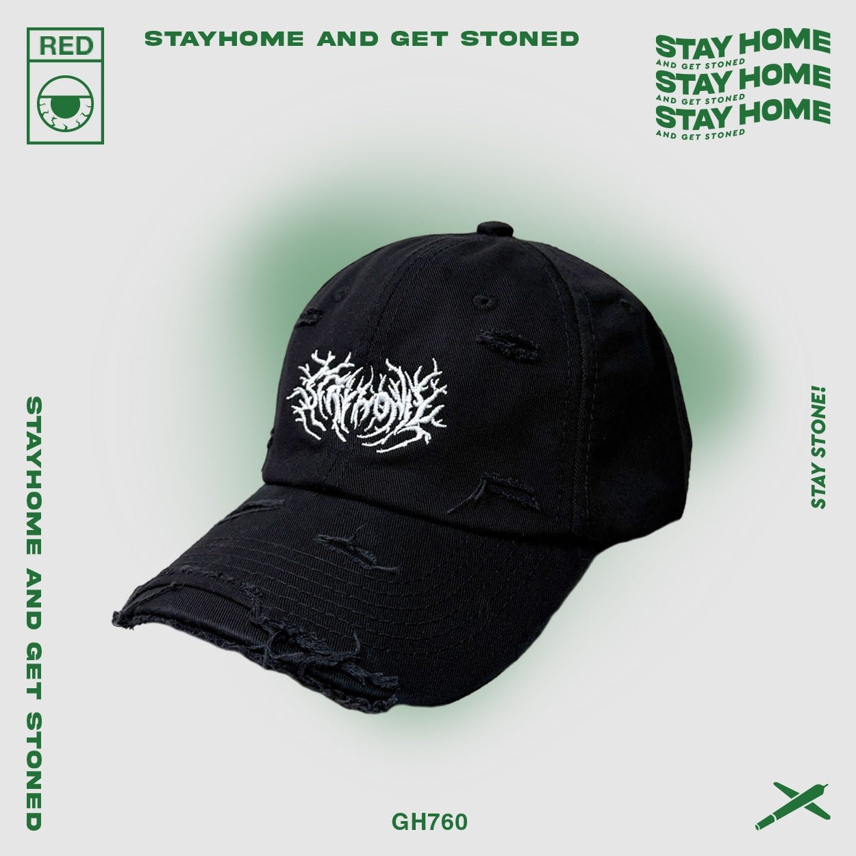 「 STAYHOME」Metalic Logo Cap - SMOKEDOG