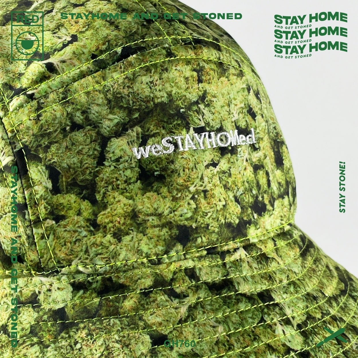 「STAYHOME」滿版麻花漁夫帽 - SMOKEDOG