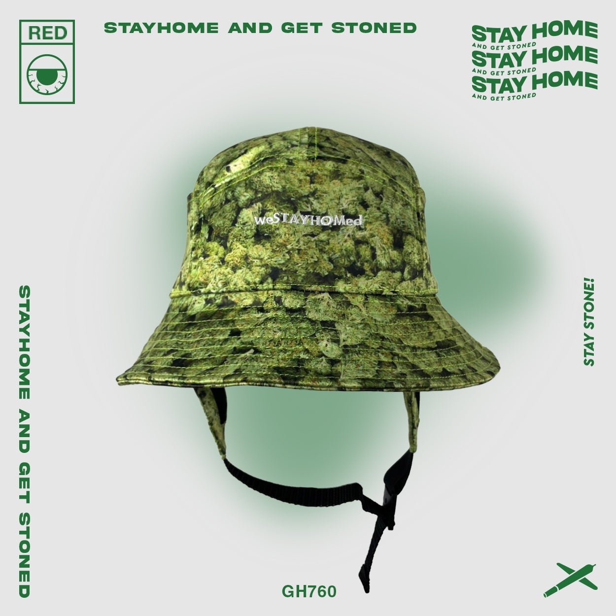 「STAYHOME」滿版麻花漁夫帽 - SMOKEDOG