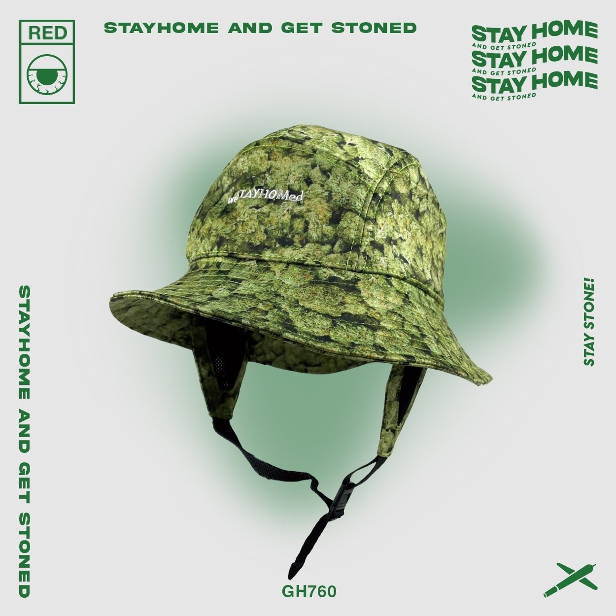 「STAYHOME」滿版麻花漁夫帽 - SMOKEDOG